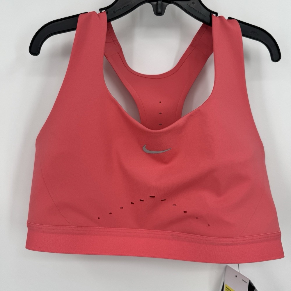 Nike Women's Swift High Support Sports Bra size S Lightly Lined Sea Coral/Silver